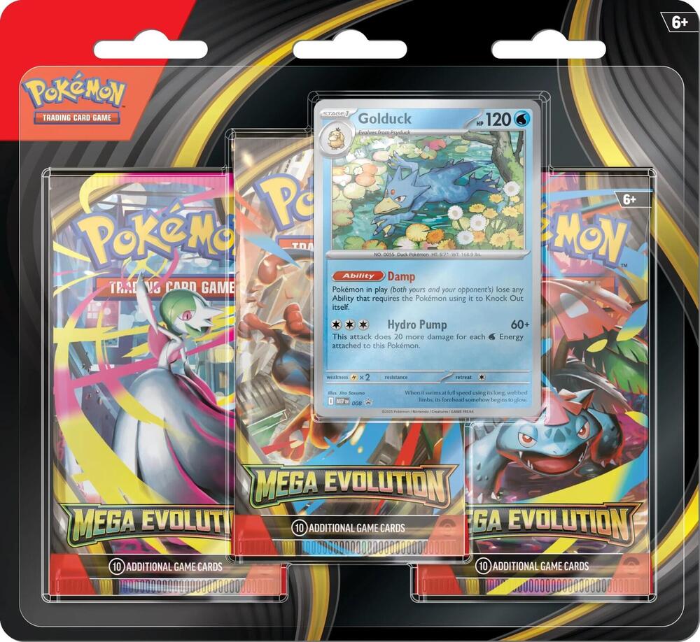 Mega Evolution 3 Pack Blister [Golduck] - INGLÉS
